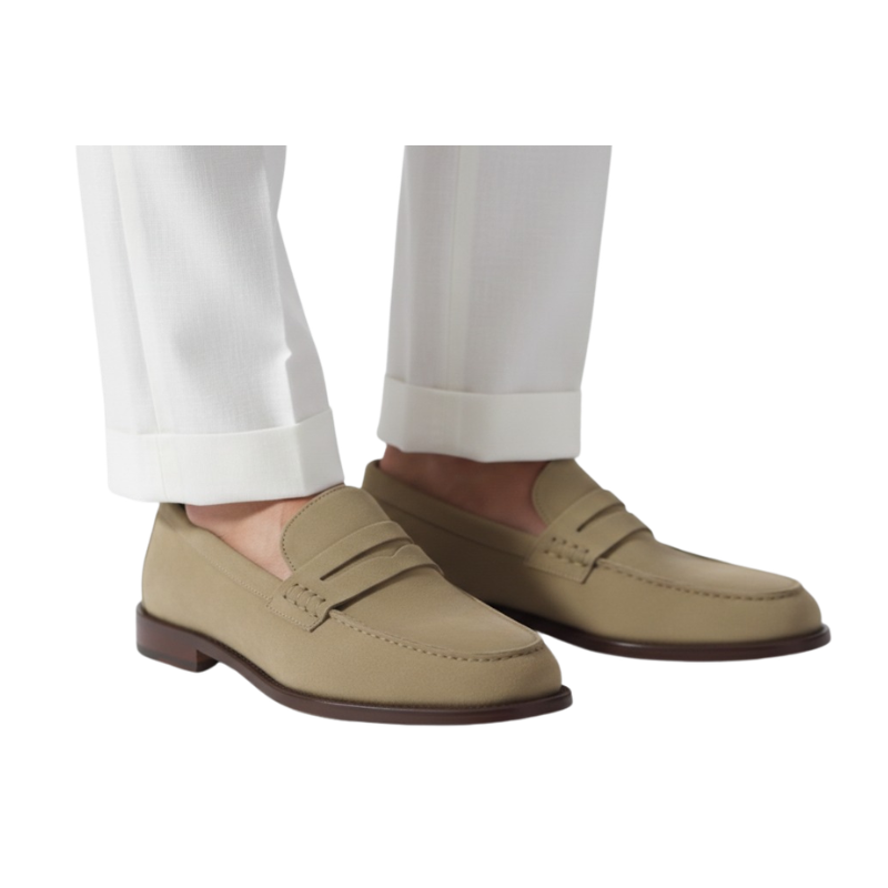 Monarch Dune Smooth Suede Penny Loafers