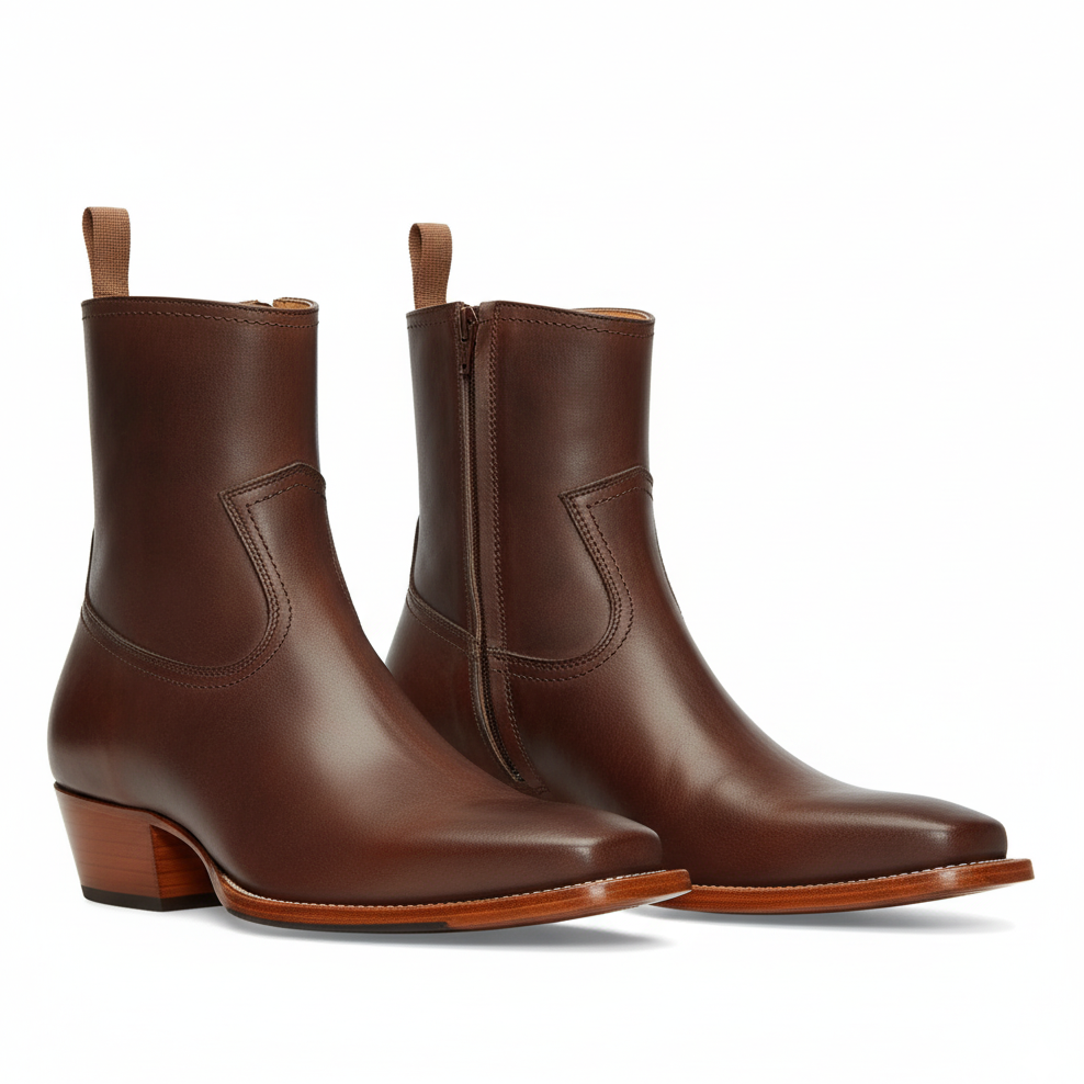 Side Zip Western Boot - Hand-Dyed Leather