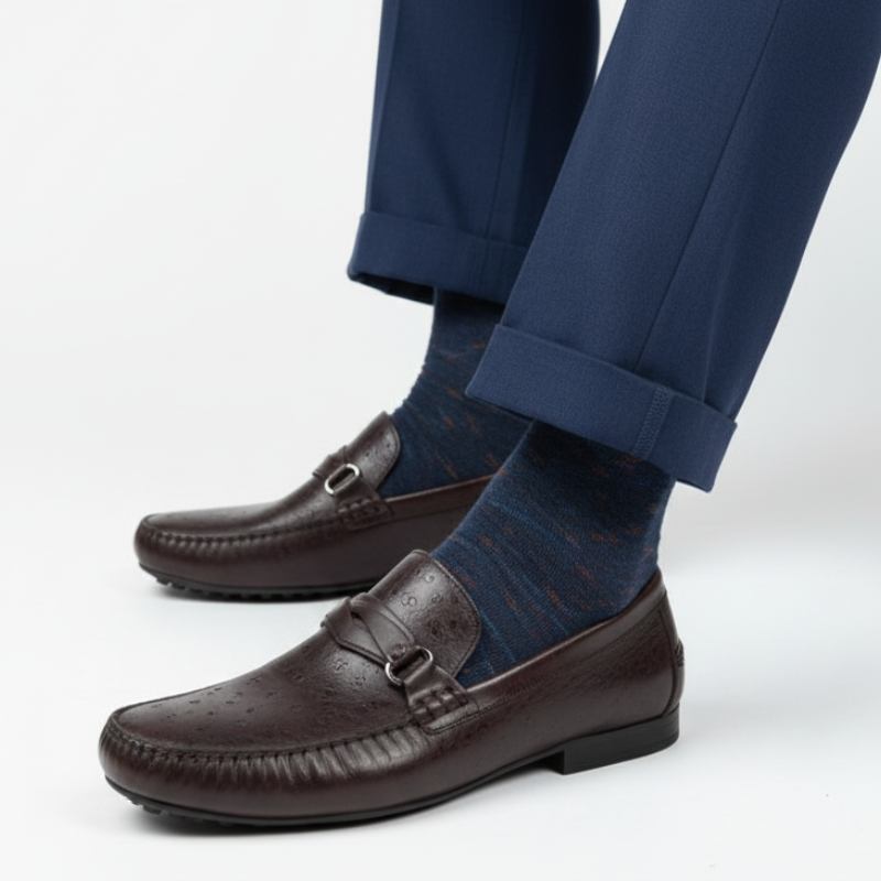 Ostrichäóïpattern Textured Italian Leather Loafers