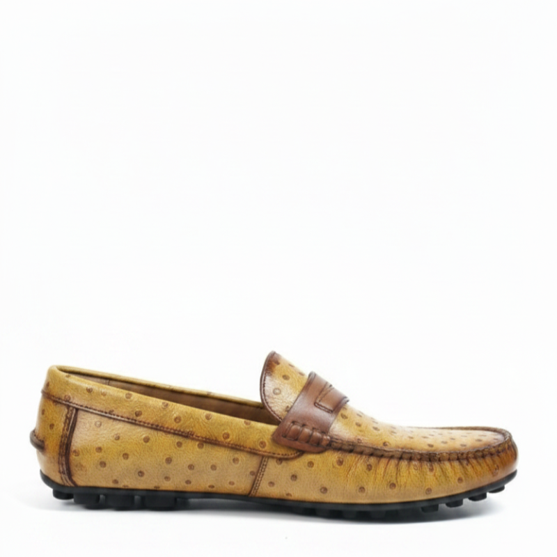 Ostrichäóïpattern Textured Italian Leather Loafers