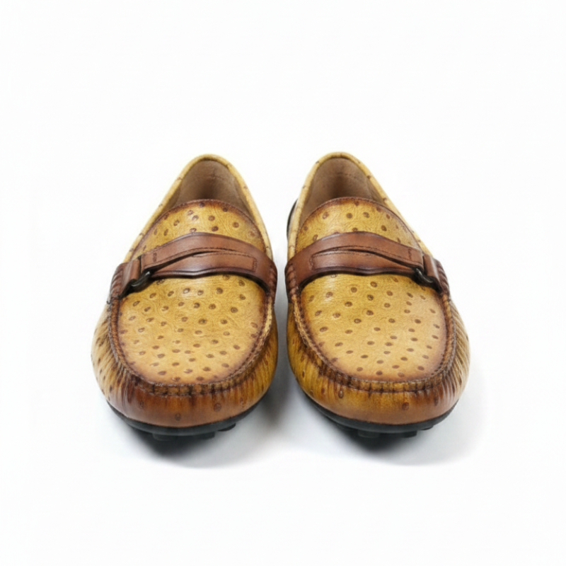 Ostrichäóïpattern Textured Italian Leather Loafers