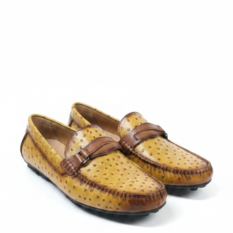 Ostrichäóïpattern Textured Italian Leather Loafers