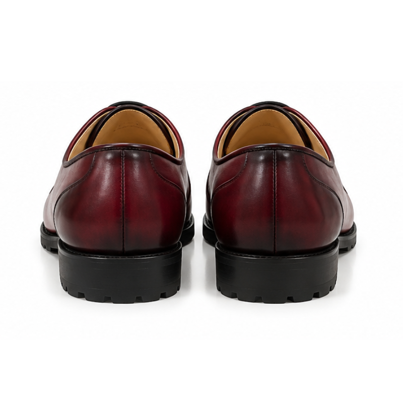 Oxblood Burnished Apron-Toe Derby Shoes