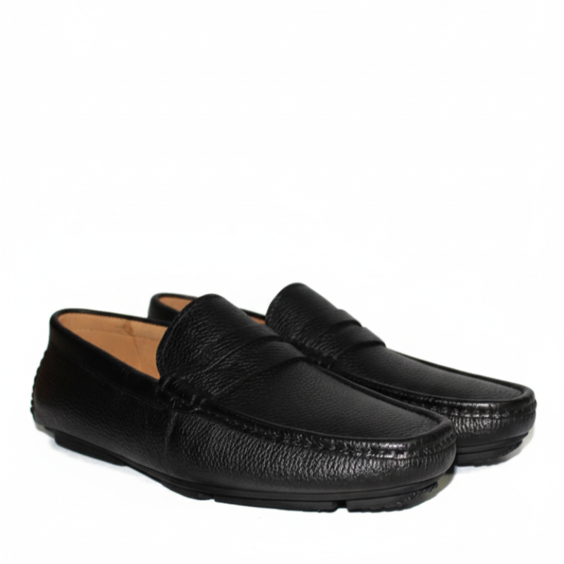 Ivory Pebble Penny Driving Loafers