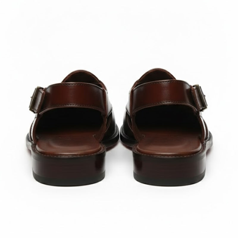 Polished Leather Cross Strap Peshawari Sandals