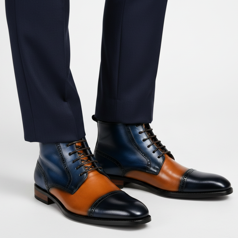 Regal Contrast Two Tone Combat Boots