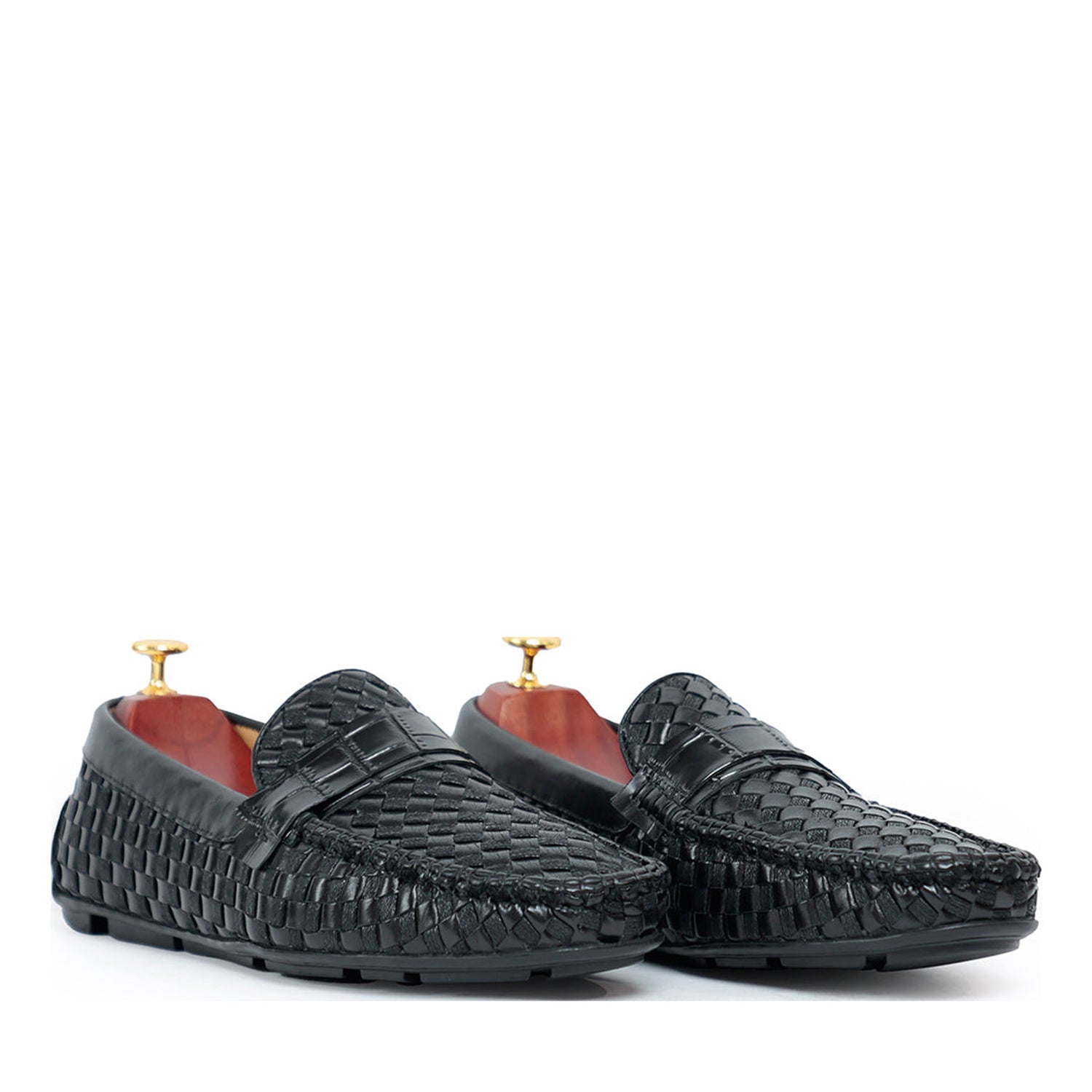 Ross Weavad Black Leather Shoes