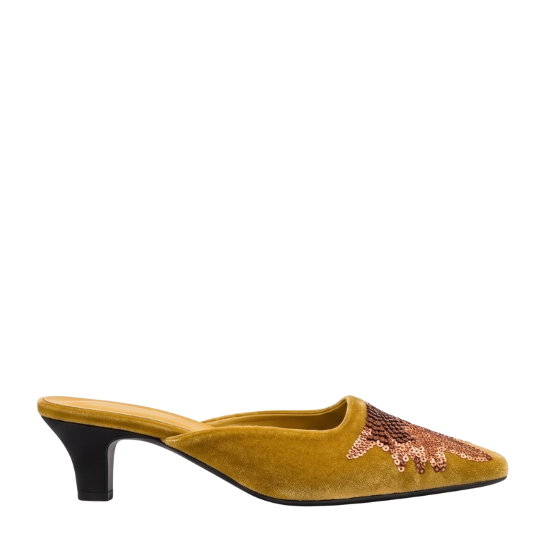 Sequin Embellished Luxe Italian Mule Heels