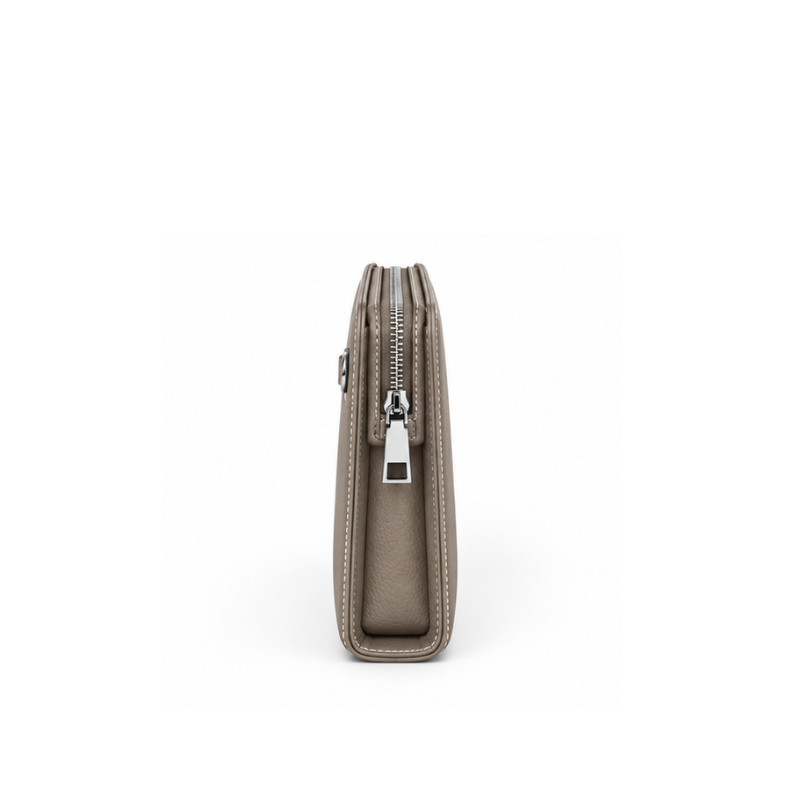 Single Zipper Luxury Leather Clutch