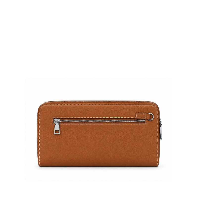 Single Zipper Luxury Leather Clutch