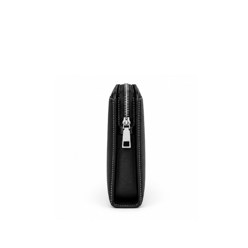Single Zipper Luxury Leather Clutch
