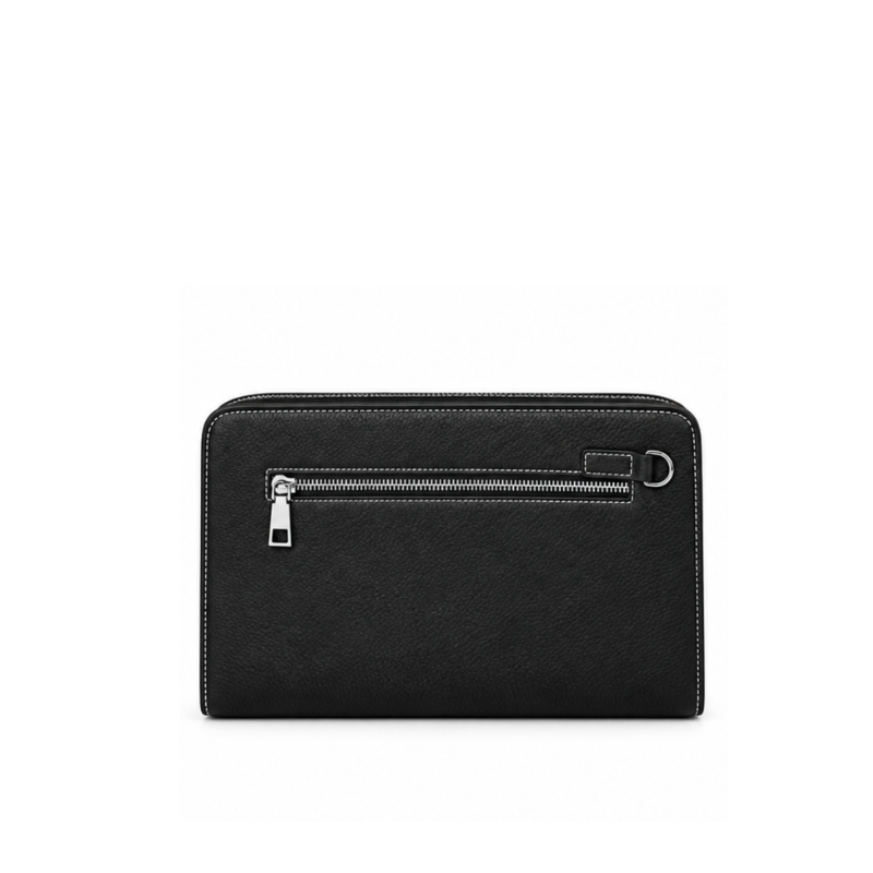 Single Zipper Luxury Leather Clutch
