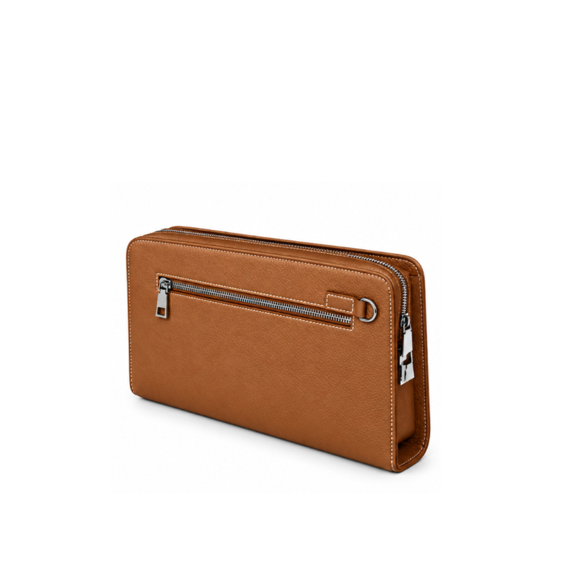 Single Zipper Luxury Leather Clutch