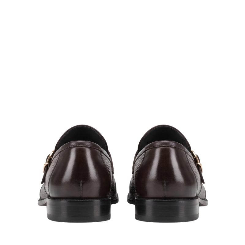 Snake Textured Single Buckle Monk Strap Shoes