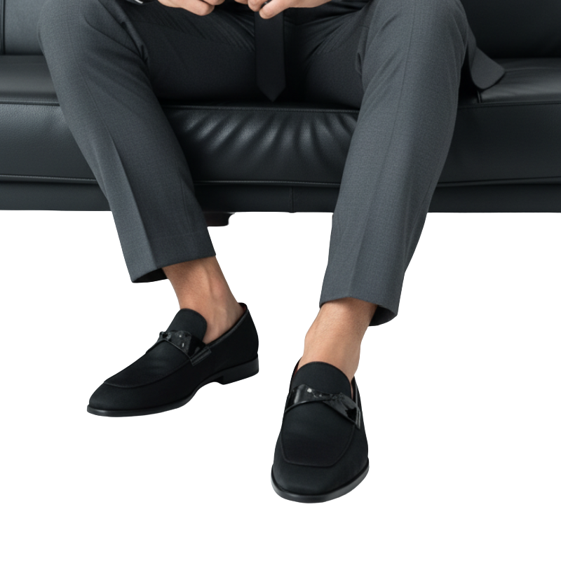 Timeless Grace Textured Glossy Strap Loafers