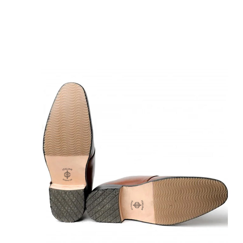 Men Polished Leather Single Monk Strap Shoe