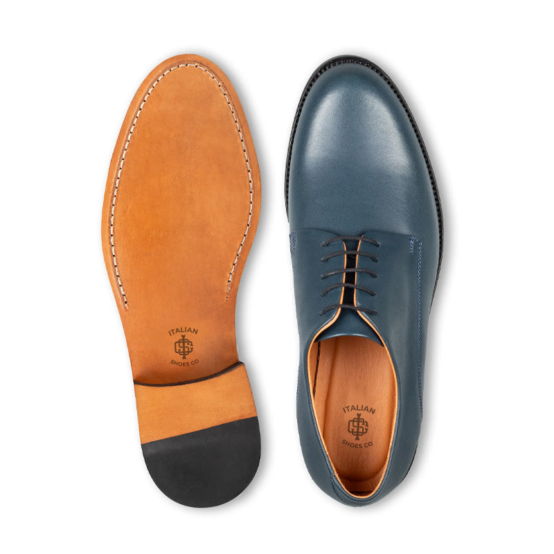 Polished Plain Italian Leather Derby Shoe
