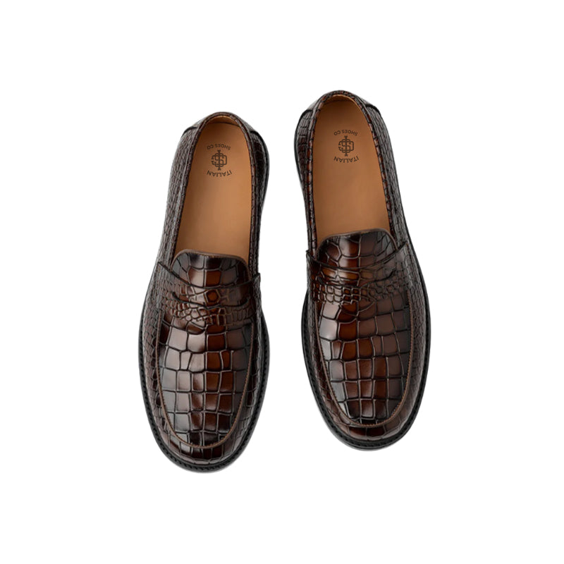 Croco Leather Printed Loafer
