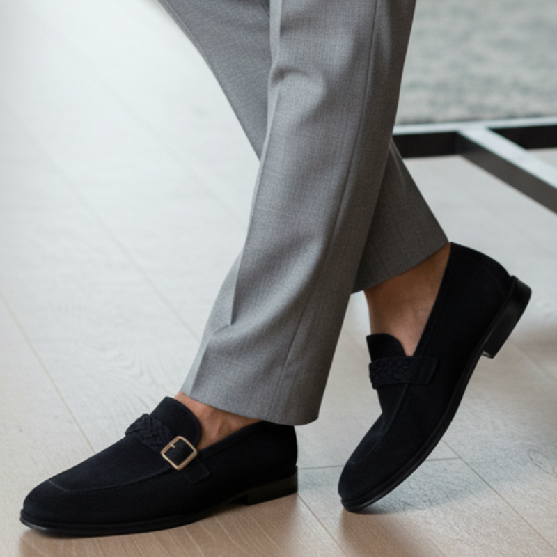 Luxury Suede Buckle Loafers