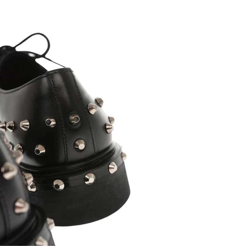 Mens Black Studded Derby Shoes