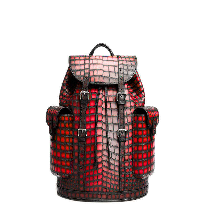Luxury Brown Croco Leather Backpack