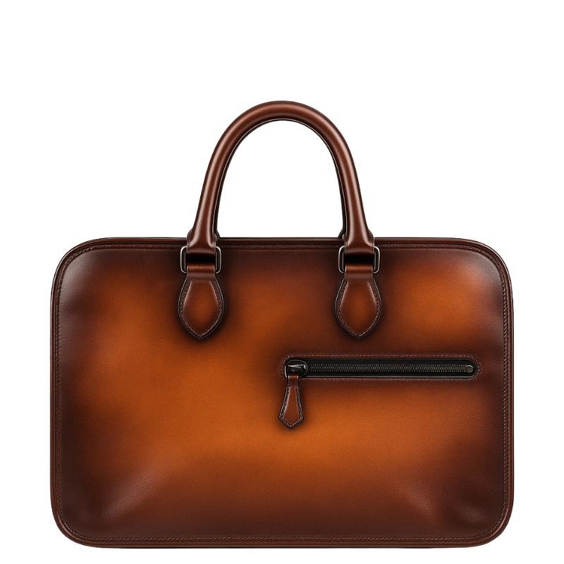 Men's Italian Multifunctional Luxury Blue Leather Briefcase Bag