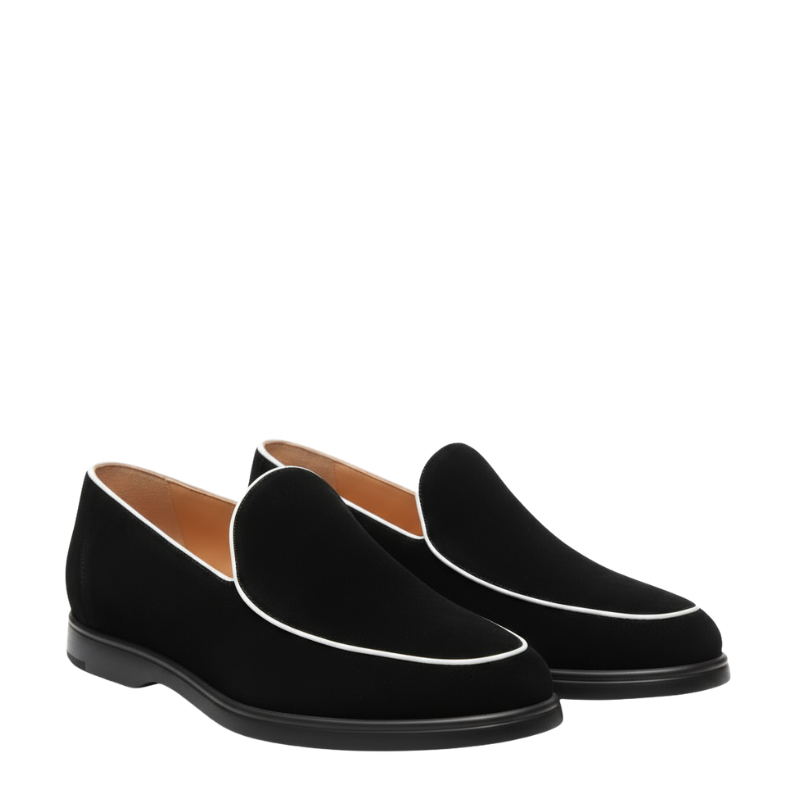 Luxury Contrast Trim Slip On Venetian Loafers