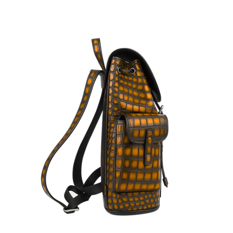 Luxury Burgundy Croco Leather Backpack