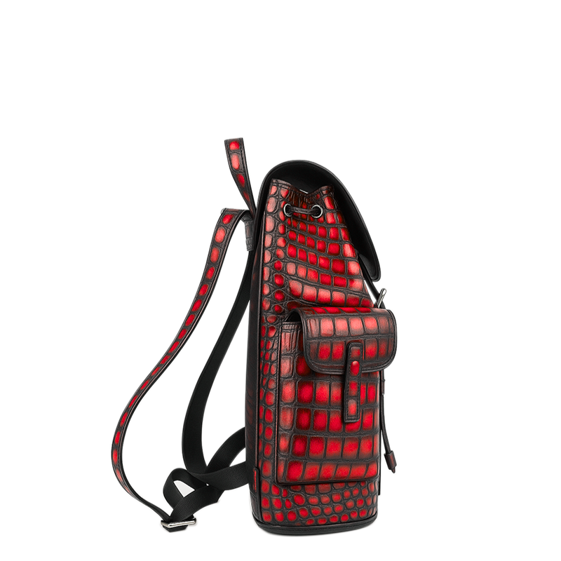 Luxury Burgundy Croco Leather Backpack