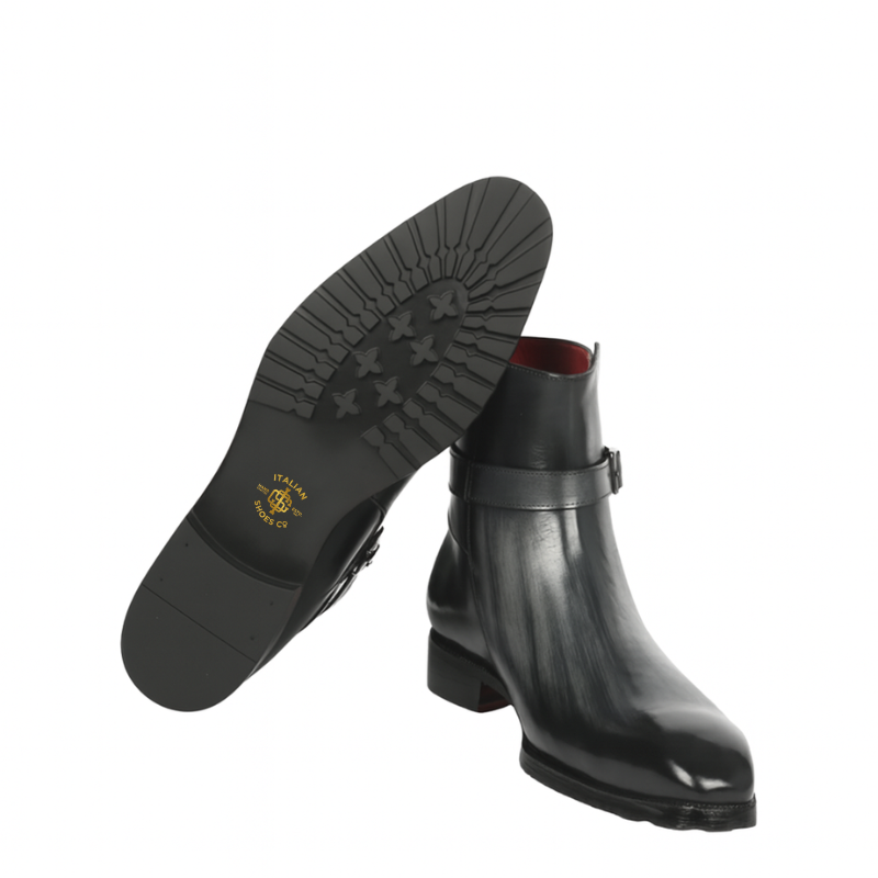 Patina Hand Painted Leather Jodhpur Boot Black and Grey