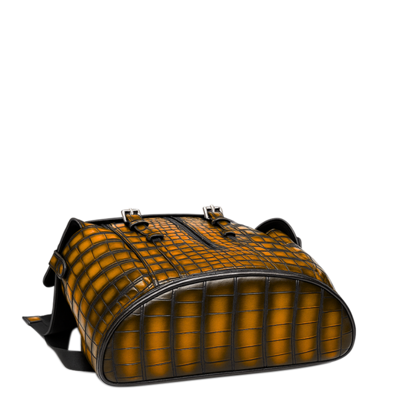 Luxury Brown Croco Leather Backpack
