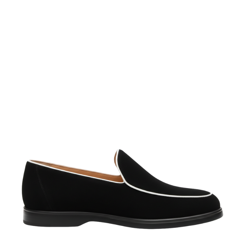 Luxury Contrast Trim Slip On Venetian Loafers