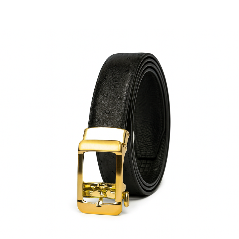 Croco Leather Strap Embossed Finish Belt with Golden Autolock Buckle