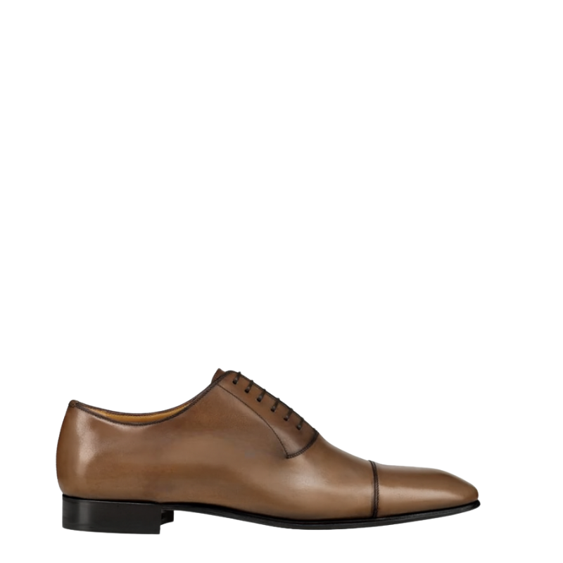 Elegant Polished Leather Oxford Shoes With Cap Toe Closed Lacing