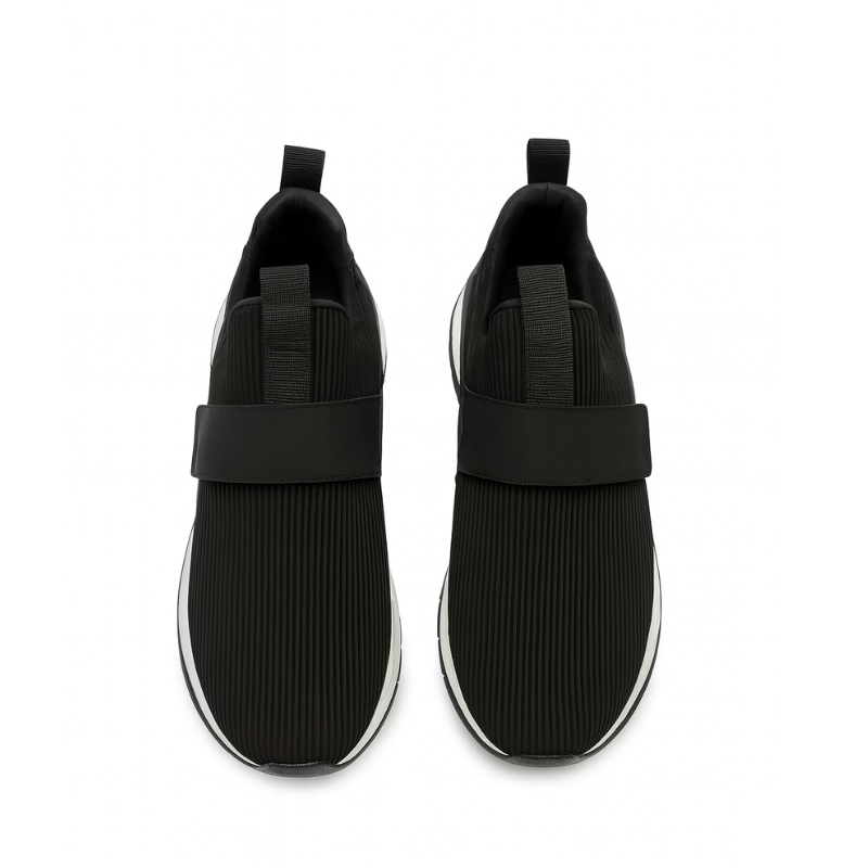 Mens Black Woven Design Slip On Loafers