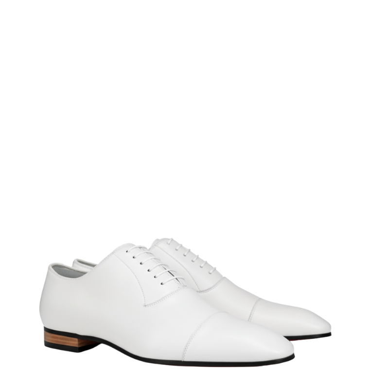 Elegant Polished Leather Oxford Shoes With Cap Toe Closed Lacing