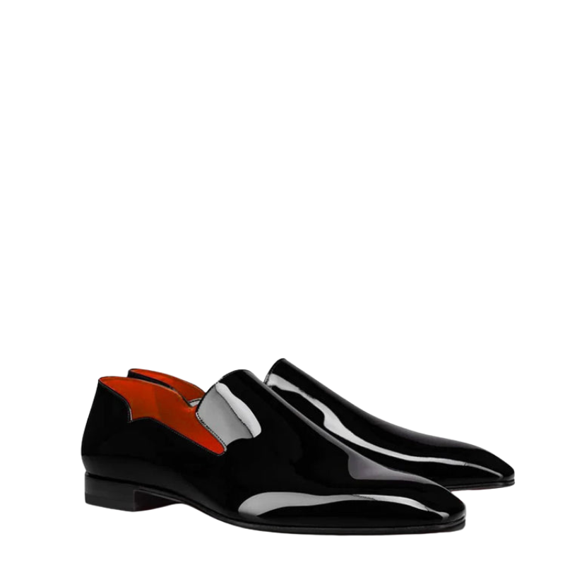 Luxury Patent Leather Loafers With Wavy Top Edge