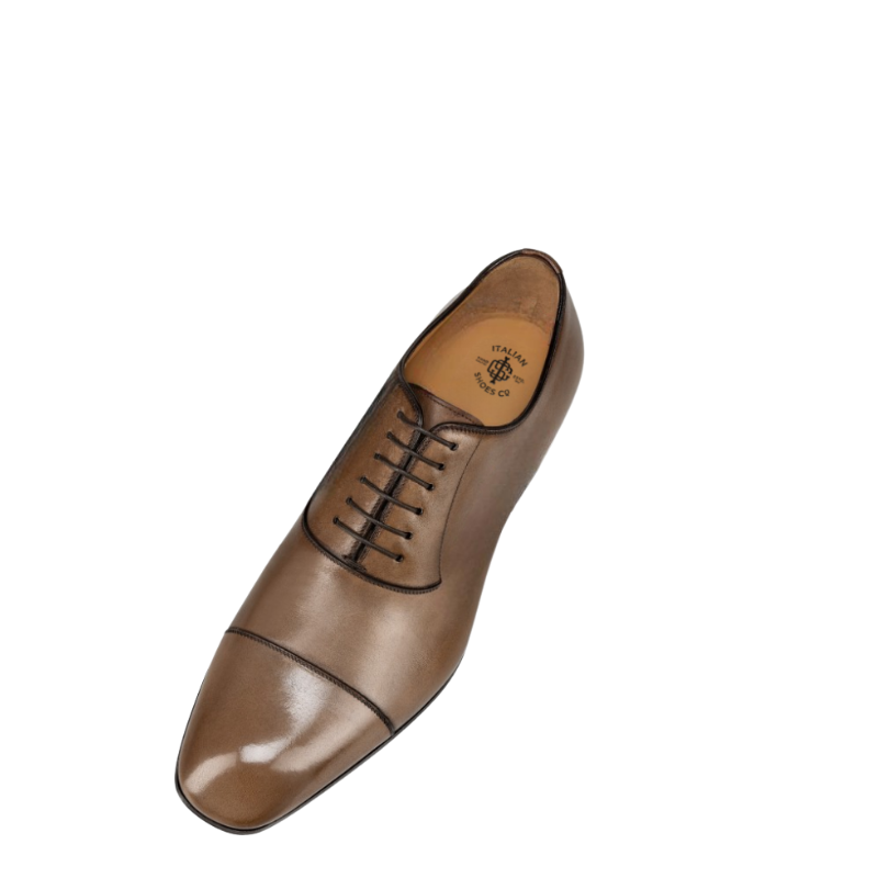 Elegant Polished Leather Oxford Shoes With Cap Toe Closed Lacing