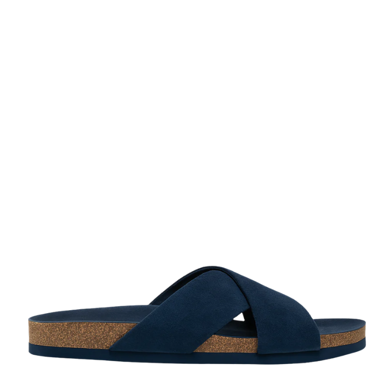 Men's Cross Strap Suede Comfort Slipper