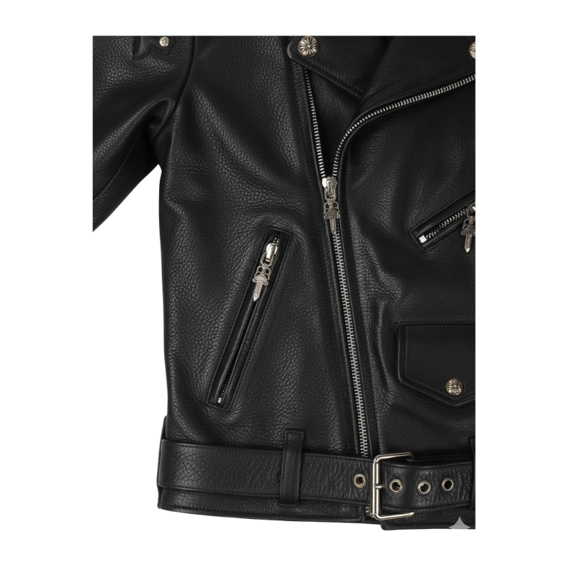 Cross Patch Leather Biker Jacket