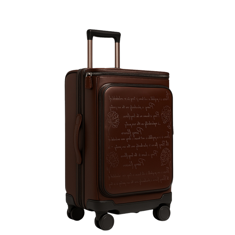 Italian Prestige Leather Printed Trolley Case Travelling Luggage Bag