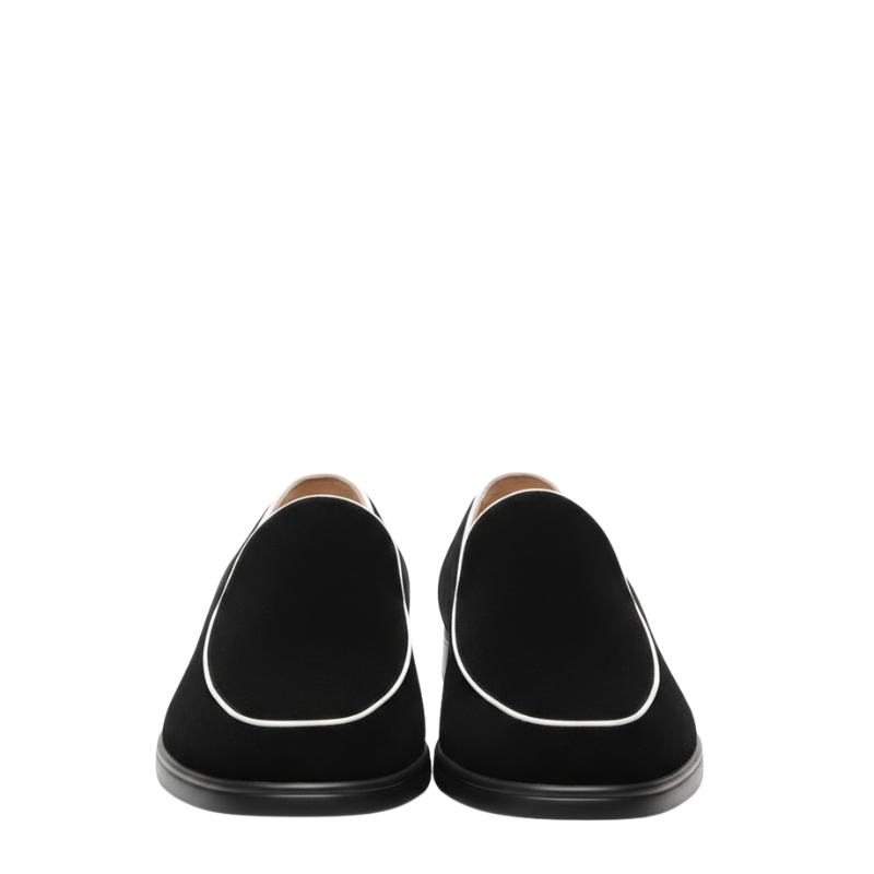 Luxury Contrast Trim Slip On Venetian Loafers