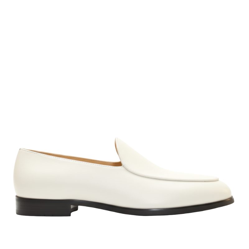 Luxury Leather Light Slip On Ivory Design Loafers