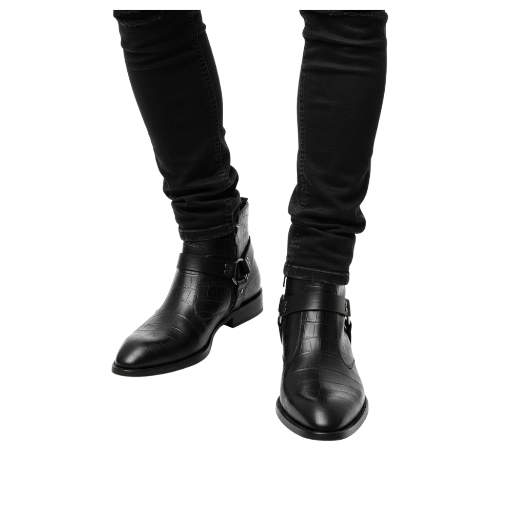 Luxury Croc Textured Ring Detail Boots