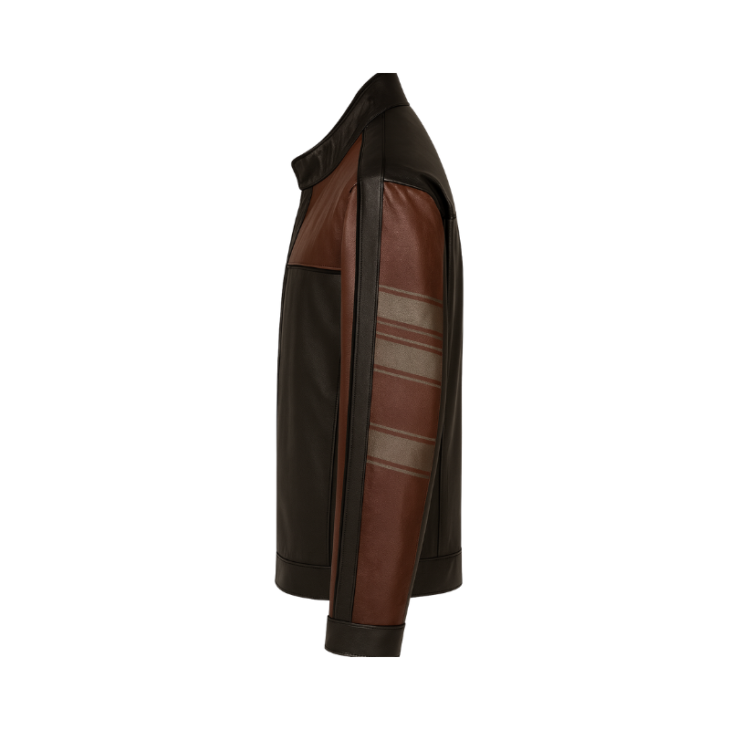 Classic Bold Dual-tone Zip-front Casual Biker Jacket