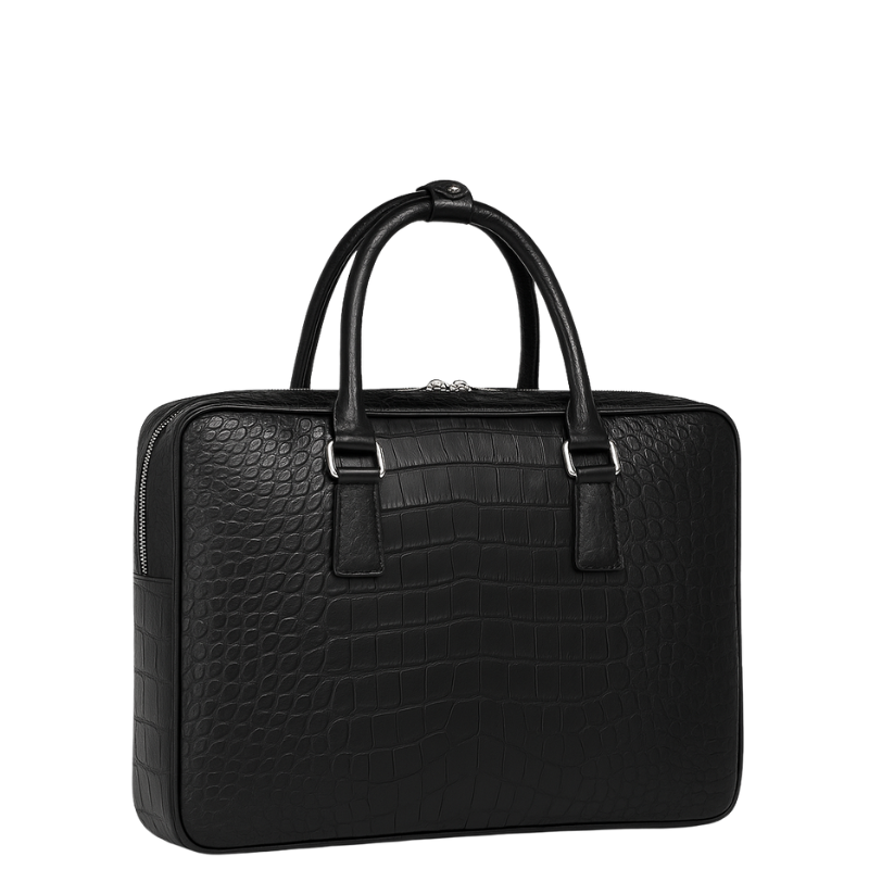 Italian Croco Leather Textured Briefcase Tan Edition