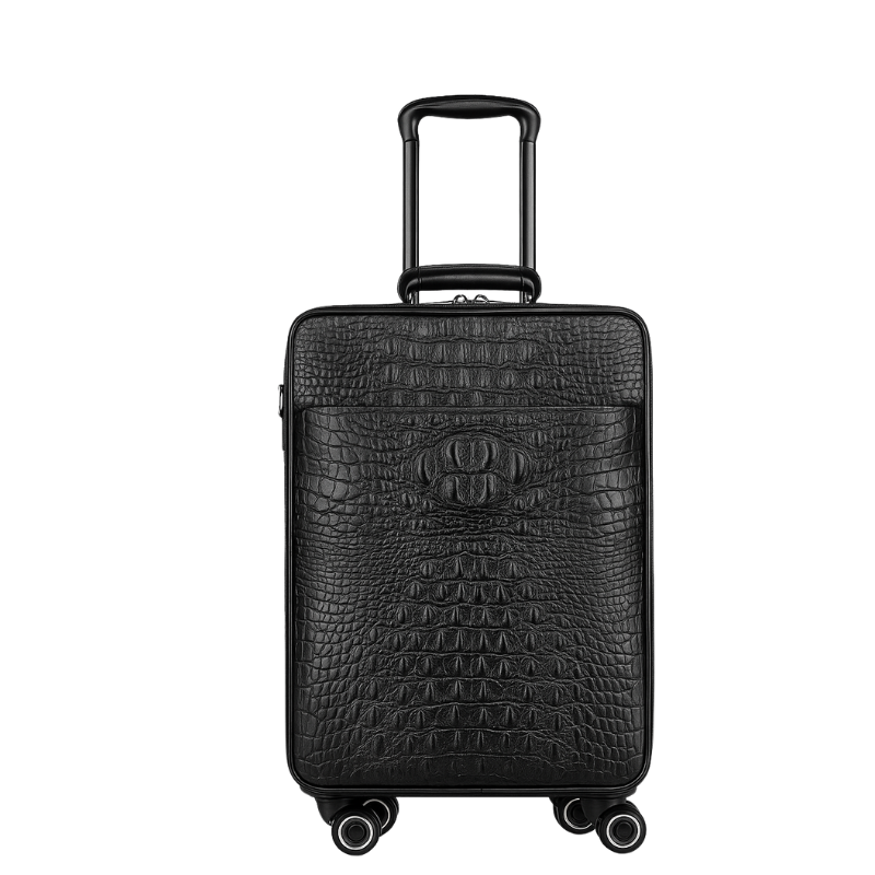 Premium Crocodile & Alligator Leather Brown Trolley Travel Bag