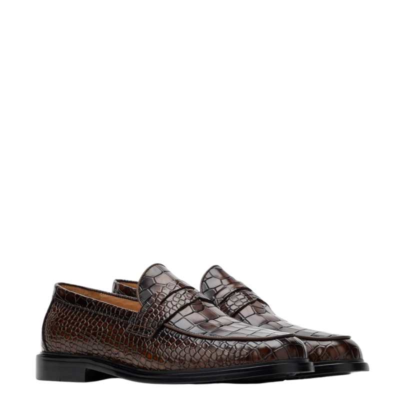 Croco Leather Printed Loafer
