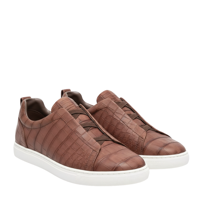 Croc Embossed Italian Luxe Slip On Sneakers