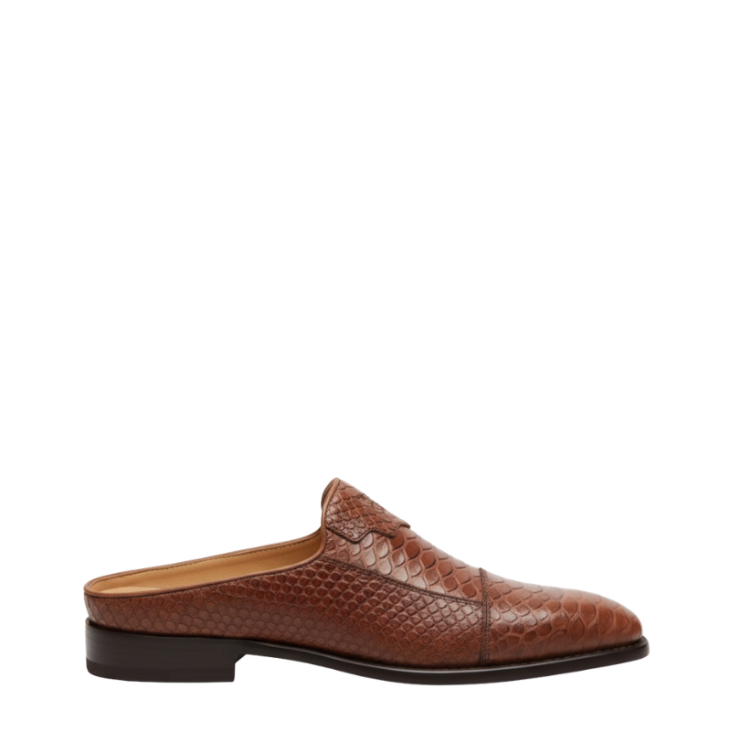Python Crest Luxe Leather Mules